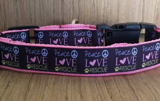 Leash/ Large/ Peace Love and Rescue Pink