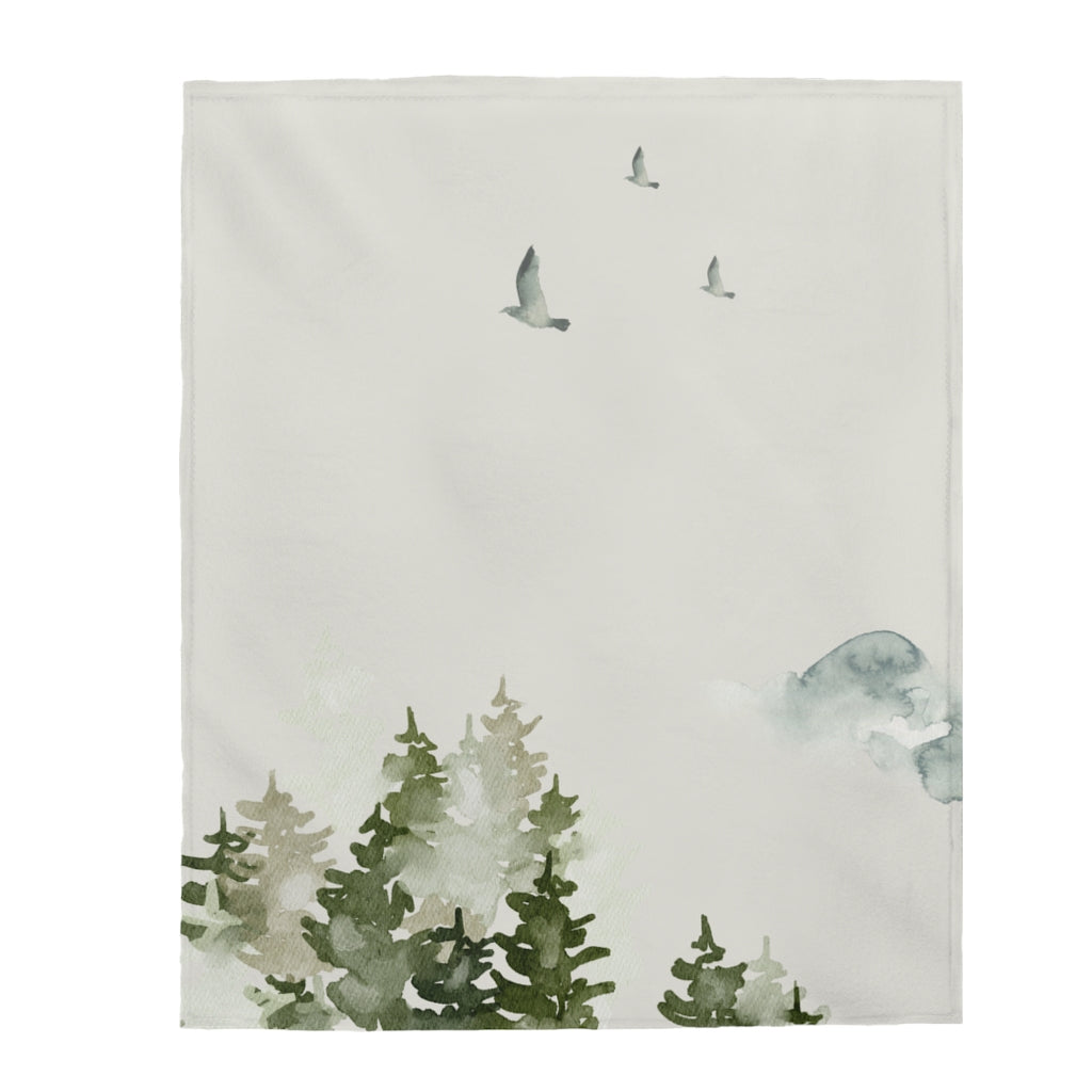 Birds Over Forest Blanket Plush Throw