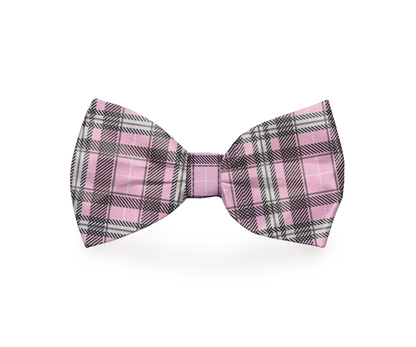 Plaid Pink Dog Bow Tie