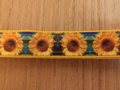 Leash/ Large/  Blue & Green Sunflowers