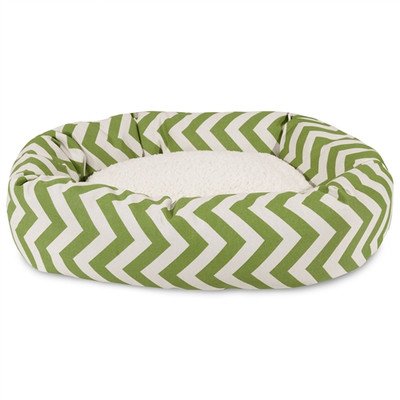 MajesticPet 788995540243 25 in. Zig Zag Sherpa Donut Pet Bed, Sage