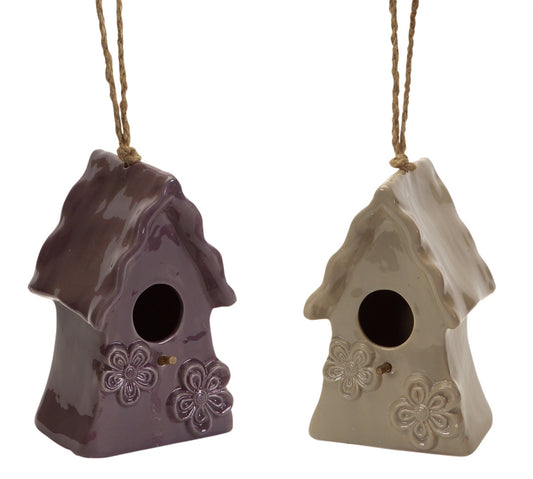 Melrose International 58737 12.5 in. Ceramic Hanging Bird Houses,