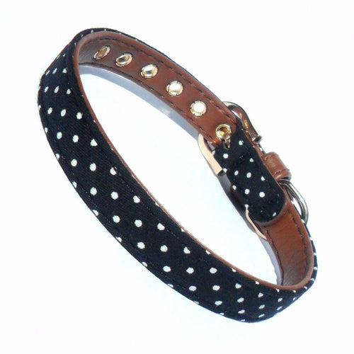 Polka Dot Fabric Dog Collar