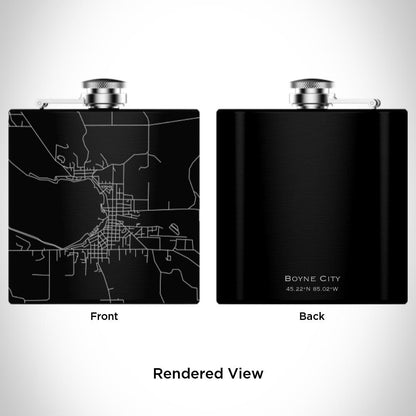 Boyne City - Michigan Map Hip Flask in Matte Black