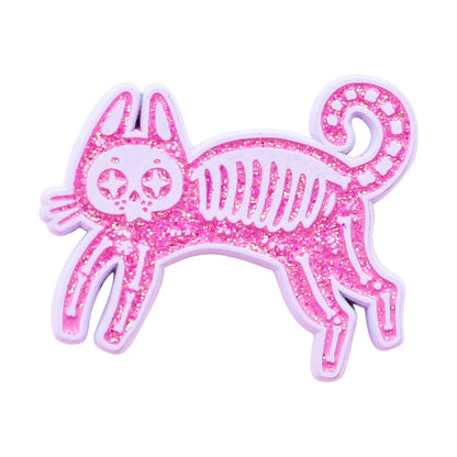 Black Cat Enamel Pin - Skeleton Cat / Kitty Pin