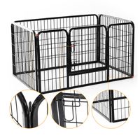 PawHut 49" 4 Panel Black Pet Playpen  Heavy Duty Puppy Cat Dog Pen