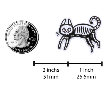 Black Cat Enamel Pin - Skeleton Cat / Kitty Pin