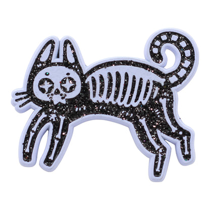 Black Cat Enamel Pin - Skeleton Cat / Kitty Pin