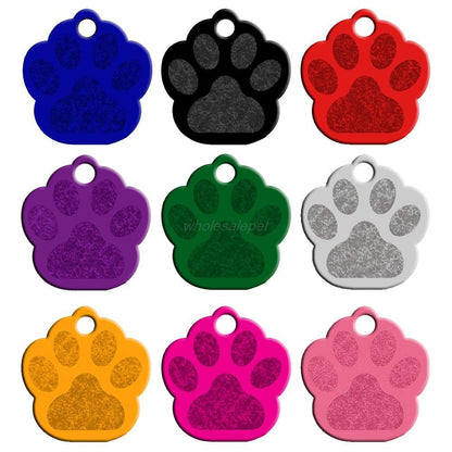 MOQ:20 pcs 2 Sides Paw Shape Customs Dog Name ID Tags Personalized