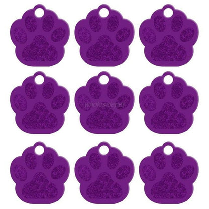 MOQ:20 pcs 2 Sides Paw Shape Customs Dog Name ID Tags Personalized