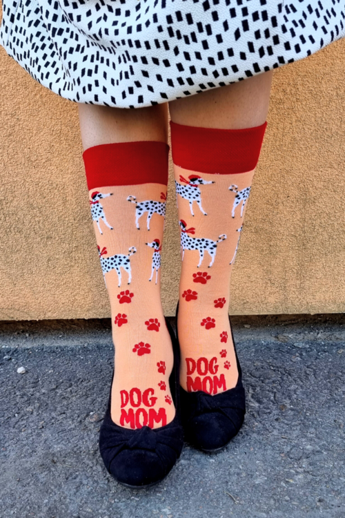 DOG MOM orange socks for dog owners